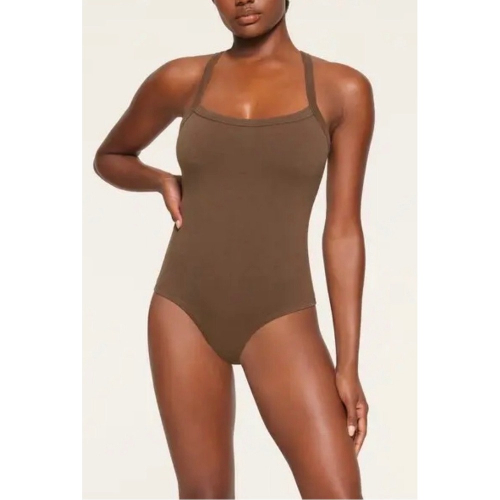 Skims Outdoor Racerback Bodysuit Army Green Scoop Neck Sleeveless Small HTF